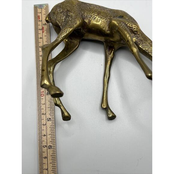 Ornate Brass 7” Deer Buck 5” Doe Set Of 2 Figurines Patina - Picture 5 of 16